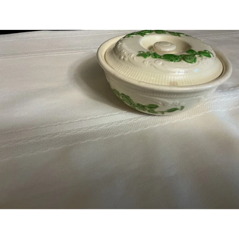 Homer Laughlin 1 quart oven serve covered casserole dish green ivy